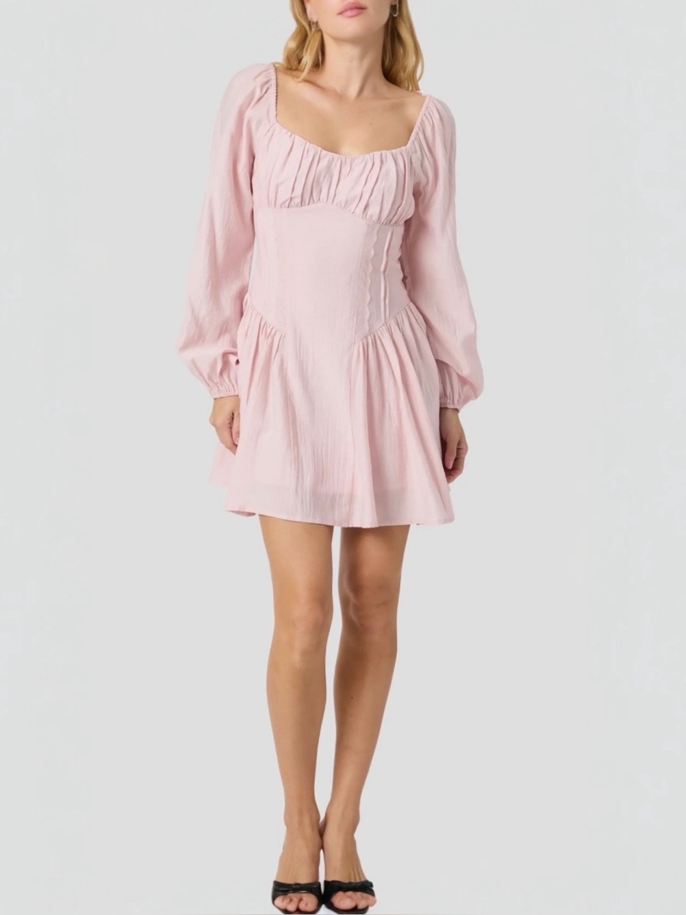 All in Favor Dress Pink Shimmer Sweetheart Neck Mini Dress in Mauve Size Small